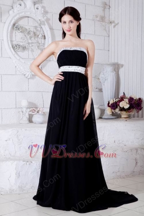 2019 Fashion Strapless A-line Black Chiffon Dress To Evening