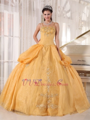 Dark Yellow Spaghetti Straps Quinceanera Prom Dress Cheap