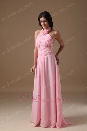 Halter Neckline Pink Chiffon 2014 Top 10 Designer Prom Dress