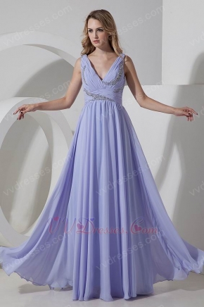 V-Neck Lavender A-line Silhouette Featured 2014 Prom Dresses