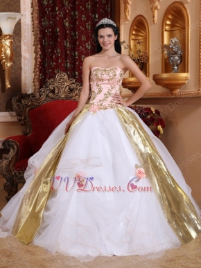 Elegant Sweetheart Quinceanera Dress With Golden Draping