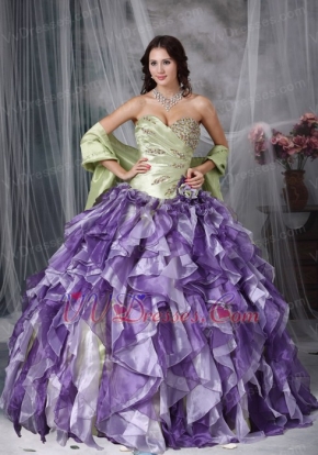 Colorful Ball Gown Ruffles Cascade Lovely Quinceanea Dress Like Princess