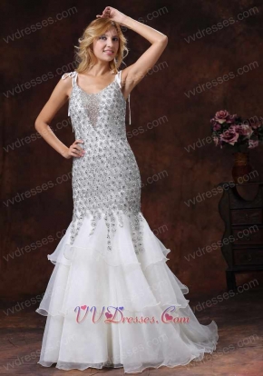Flickering Diamond Cover With Lace Layers Prom Dress Private Custom