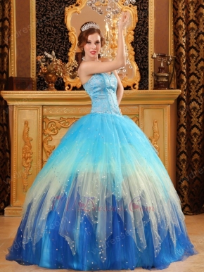 Stylish Gradually Changing Fading Contrast Color Quinceanera Dress