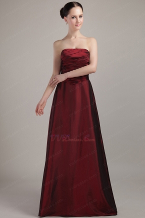 Pretty Burgundy Floor-length Taffeta Bridesmaid Dress