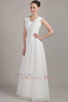 White Wide Straps Bridesmaid Dress