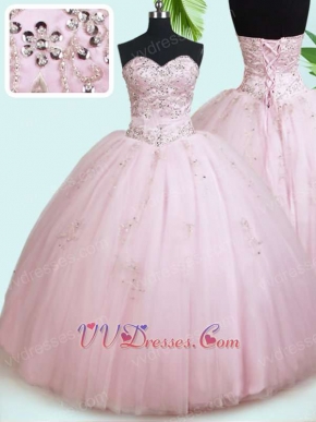 Floor Length Underskirt Sweet 16 Ball Gown Baby Pink Girls Most Chose Color