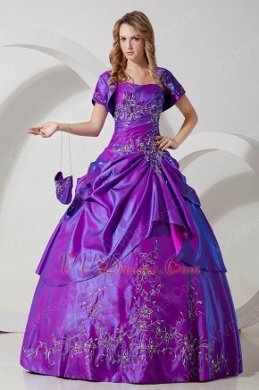 Top Designer Embroidery Purple Quinceanera Dresss With Jacket