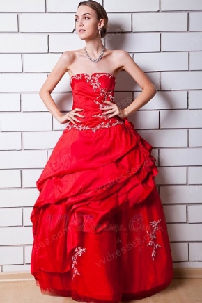 Strapless Alizarin Crimson Prom Ball Gown 2012 Discount Styles