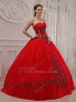 Trimed Dark Red Sweetheart A-line Quinceanera Outfits