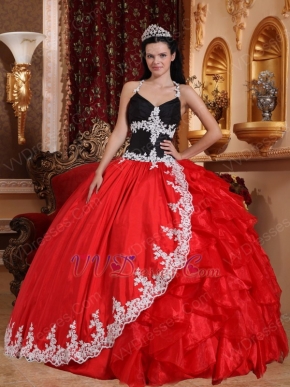 Black And Crimson Red Quinceanera Party Sweet 16 Girl Dress