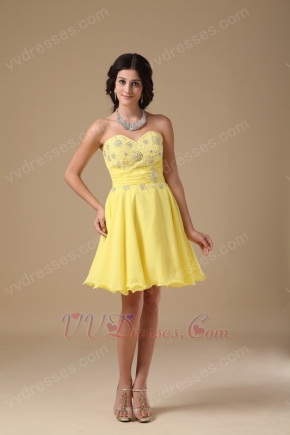 Yellow Chiffon Fabric Stylish 2014 Top Sweet 16 Dress