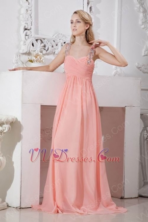 2014 New Arrival Column Pink Chiffon Sweetheart Vest  Evening Dress