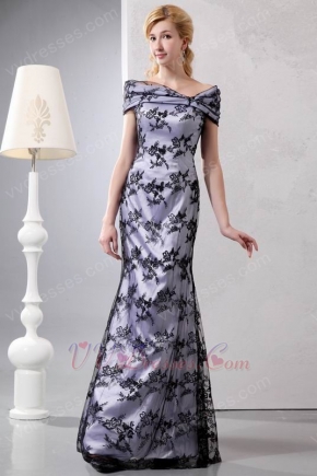 Modest V-Neck Mermaid Black Lace Lady Evening Dress