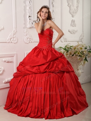 Pretty Crimson Floor Length Dress For Quinceanera Party