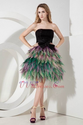 Unique Colorful Mini Skirt Strapless Girls Prefer Short Prom Dress