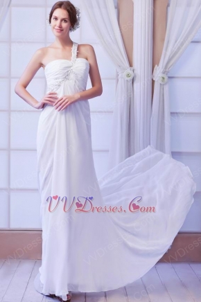 Elegant Ruched Bodice White Chiffon Prom Dress With Split