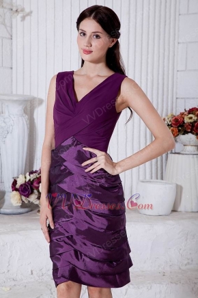 Designer Layers Skirt Grape Mother Of The Bride Dress