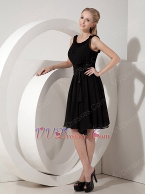 Scoop Black Chiffon Short Dress To Bridal Mother Wear