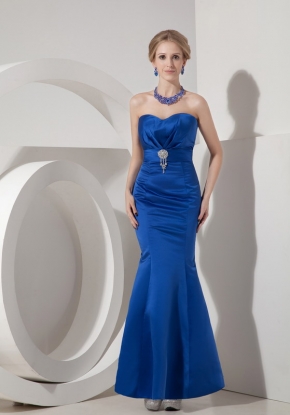 Sexy Mermaid Ankle-length Royal Blue Prom Party Dress Petite