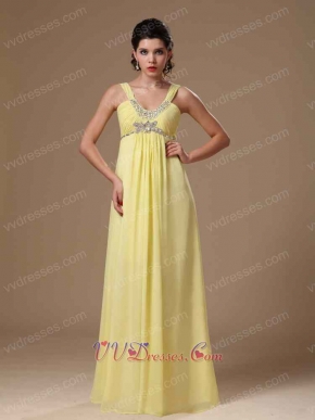 Straps Light Yellow Chiffon Hottest Pron Dress Empire Waist For Maternity