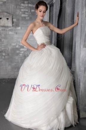 Strapless Puffy Rolled Layers Ball Gown Top Designer Wedding Dress