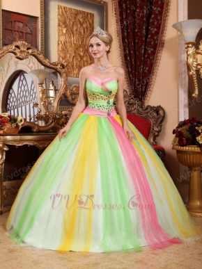 Puberty Latest Fahsion Contrast Color Colorful Quinceanear Dress