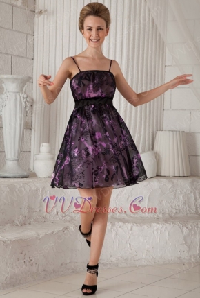 Printed Fabric Designer Short Prom Dress With Spaghetti Straps