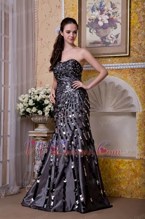 Black Strapless Sequins Decorate Purchase Prom Dress Online Luxury
