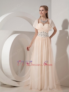 Champagne Column Sweetheart Chiffon Skirt Beading Prom Dress
