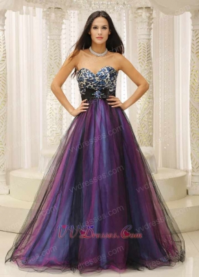 Leopard Bust With Colorful Tulle Holiday Cocktail Prom Dress Long