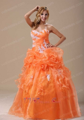 Orange Floor-length Pageant Dress For Girls Quinceanera Party