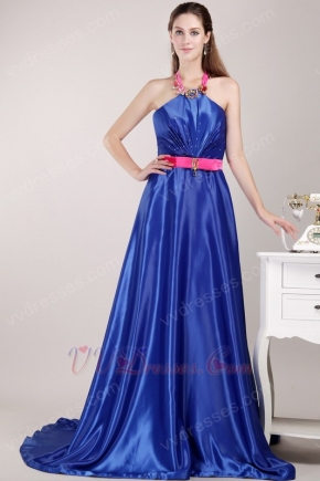 Halter Top Royal Blue Designer Pageant Prom Dresses