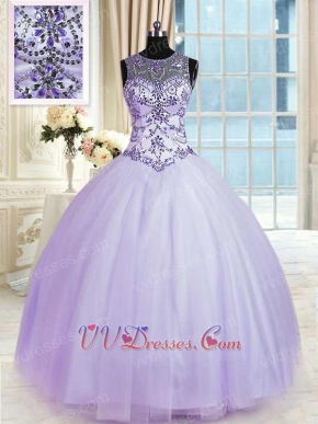 Dropped V Waist Basque Silver Crystals Lavender Lady Prom Ball Gown Inexpensive