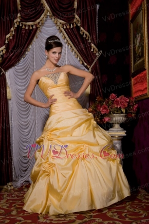 Mimosa Strapless Floor-length Tafftea Prom / Evening Dress Puffy Like Princess