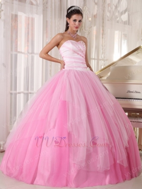 Cute Sweetheart Floor-length Tulle Fading Pink Girls Quinceanera Dress