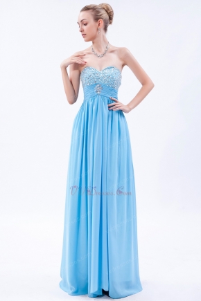 Beautiful Sweetheart Dropped Waist Aqua Party Chiffon Dress