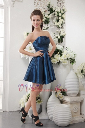 Strapless Short Navy Blue Taffeta Homecoming Dress