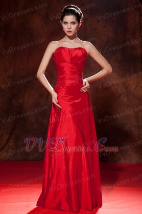 Cheap Red Taffeta Zipper Back Prom Dress Best Seller Inexpensive