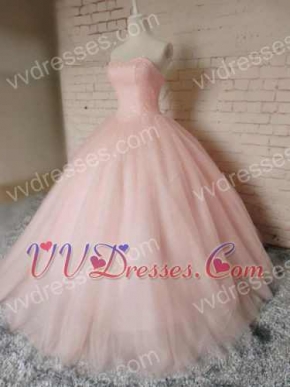 Fully Beading Bodice Blush Ball Gown For Girl's 15th Birthday