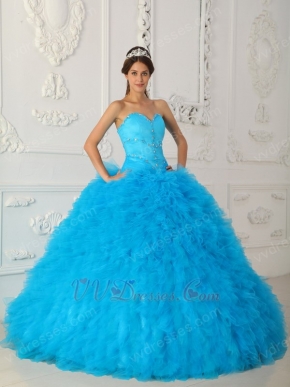 Deep Sky Blue Puffy La Quinceanera Dresses Under $250