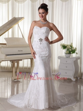 Ivory Sheath Mermaid Unique Lace Wedding Gowns For Cheap Low Price