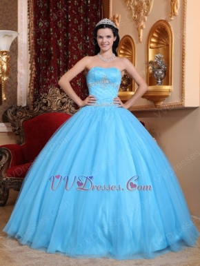 Strapless Aqua Blue Quinceanera Themes Dress Under 200 Dollars