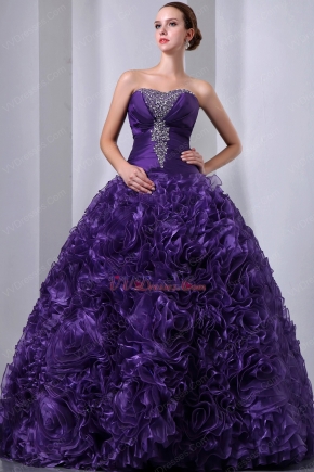 Ruffles Floor Length Skirt Purple Dama Dress For Quinceanera