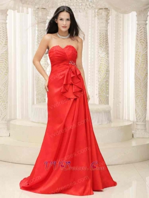 Sweetheart Red Taffeta Arena Compere Evening Dress Brush Train