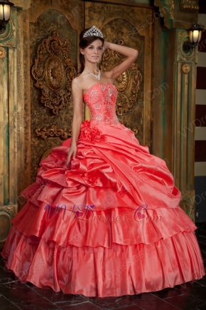 Watermelon Unique Layers Skirt Quinceanera Designer Dress