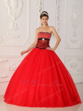 Beaded Zebra Decorate Beautiful Quinceanera Dress Scarlet