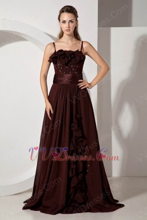 Spaghetti Straps Floor Length Brown Buy Evening Dress Online