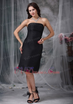 Black Strapless Knee-length Bridesmaid Dress Teenager Wear lovely