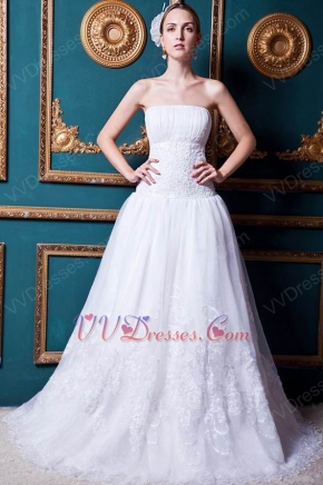 Brand New Zip White Church White Wedding Dress With Applique